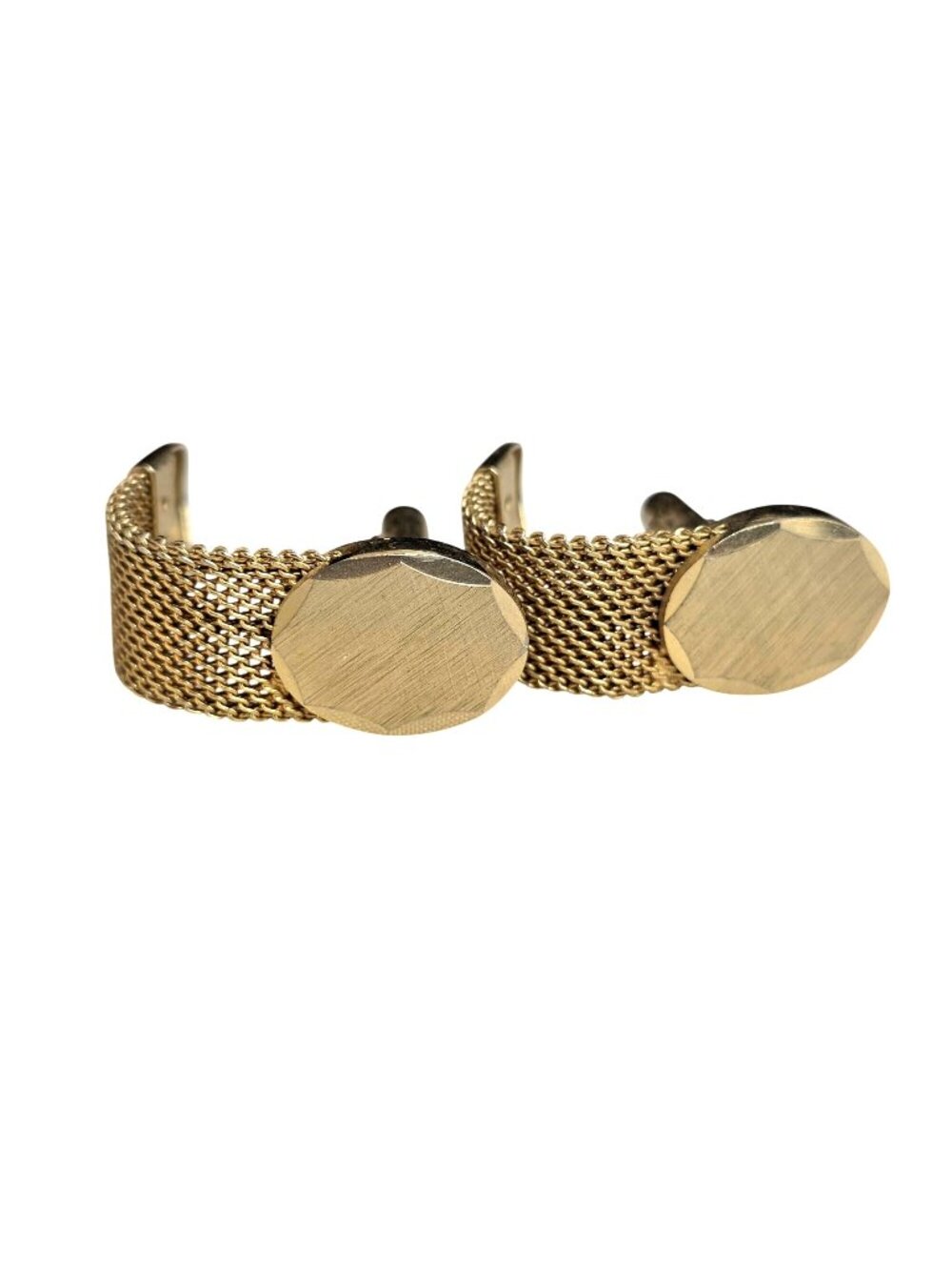Gold-Tone Mesh Wrap Cufflinks With Oval Face Design Mens Formal Accessories